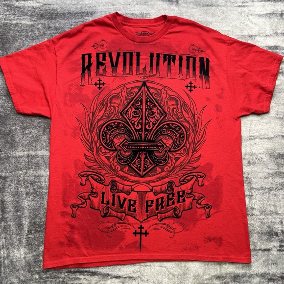 Mma Elite Other - Y2K MMA Elite Revolution Live Free T-Shirt Size XL Felt Grunge Skater Goth